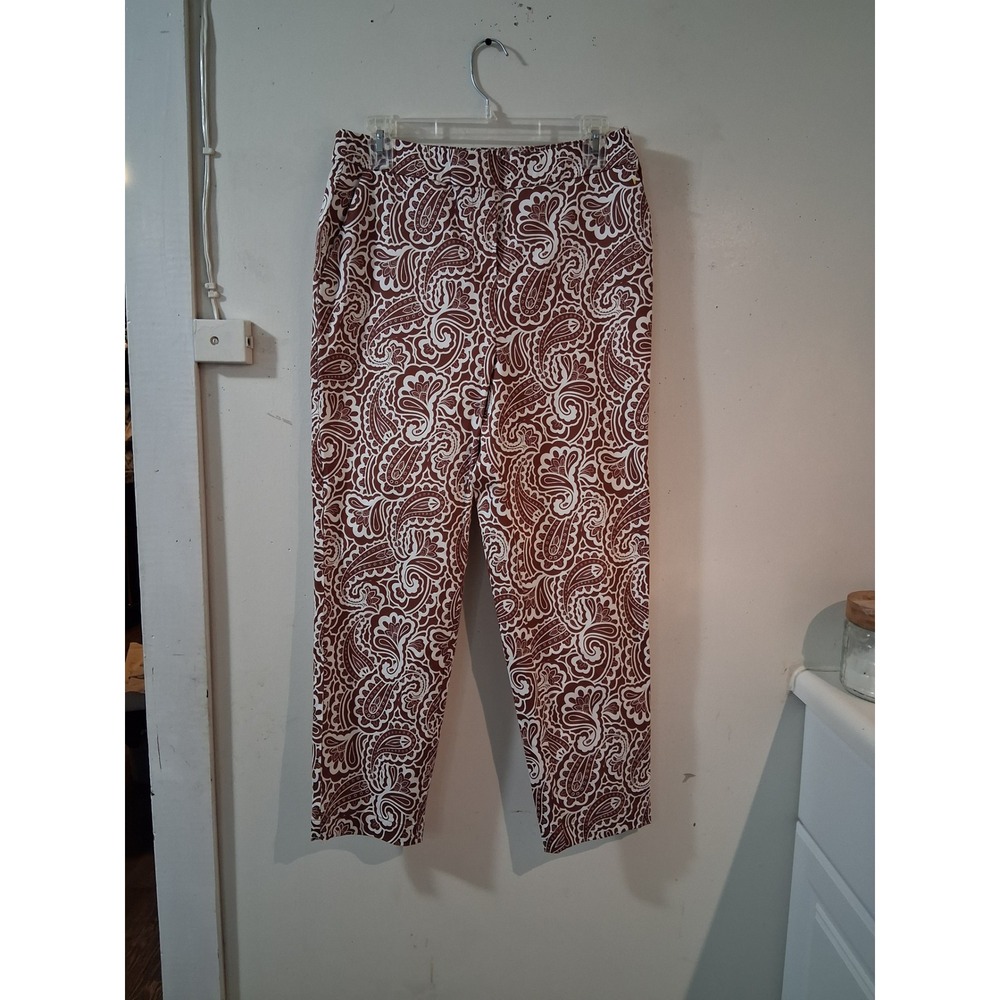 Boden Richmond Brown White Paisley Straight Leg Pants T0730 US 6P Petite